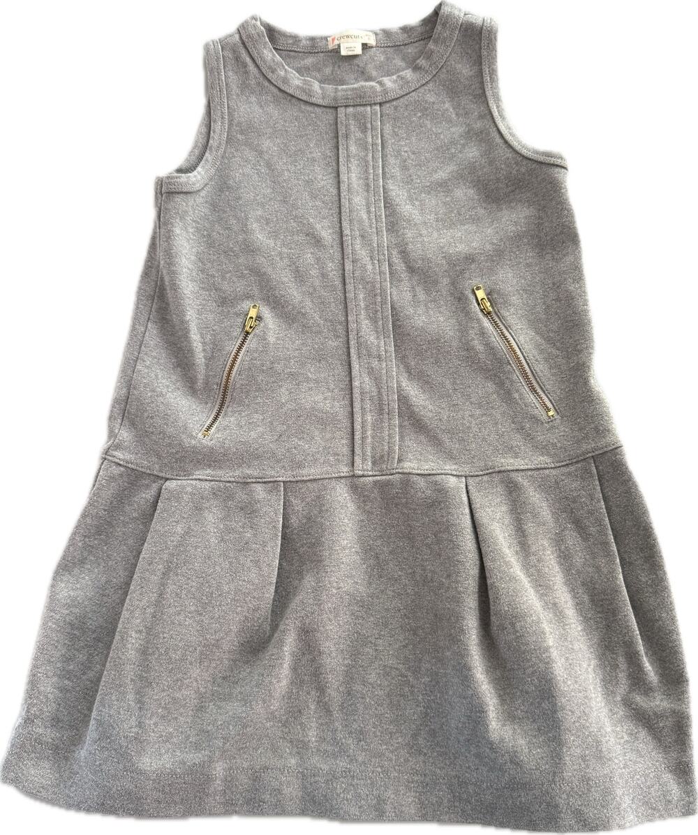 Crewcuts by J.Crew Gray Ponte Knit Sleeveless Dress Gold Zip Detail Girls 6